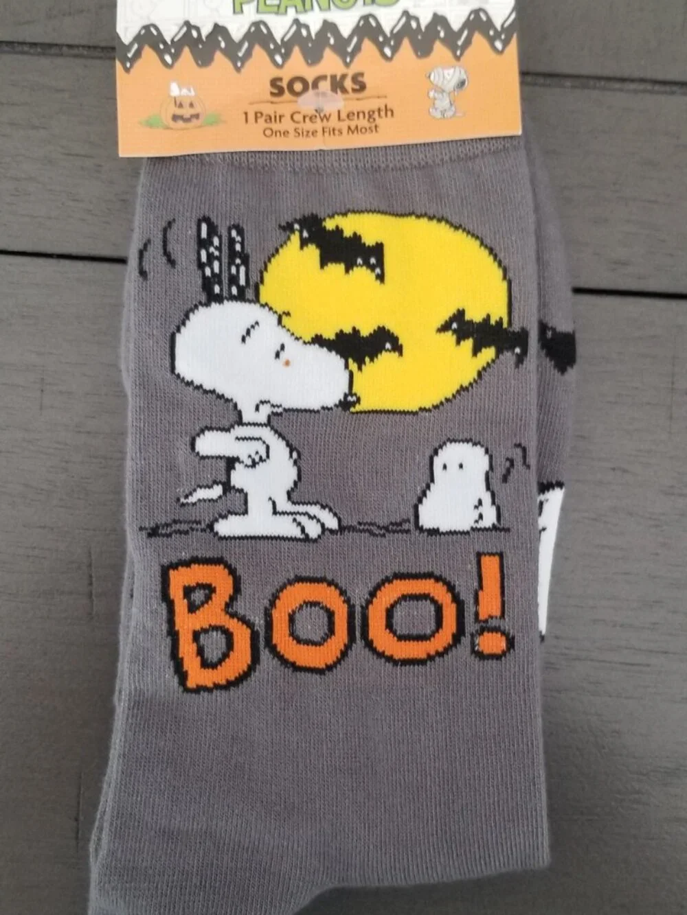 Peanuts Snoopy Halloween Ghost & Mummy Novelty Crew Socks Bundle